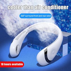 Fãs portátil pendurado pescoço ventilador portátil ventilador de refrigeração usb 360 graus neckband pessoal mini ventilador 50003000mah recarregável