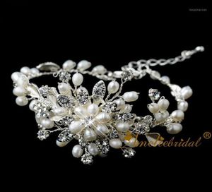 Bangle Handmade Vintage Rhinestone And Pearl Wedding Bracelet Bridal Jewelry Style Fashion Decoration Chain19868254