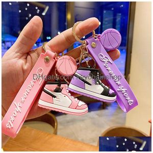Key Rings Designer Sile Sneaker Keychain Party Gift Creative Fashion Sports Shoes Ring 8 Color Bag Pendant Decoration Drop Delivery J DHVTT