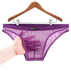 Underpants Men's Sexy Underwear Lace Briefs Low Waist Ultra-thin Ice Silky Transparent Soft Jockstrap Slip HommeUnderpants
