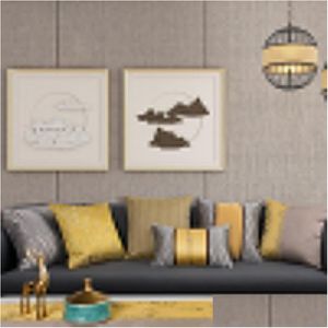 Cushion/Decorative Pillow Modern Light Luxury Chinese Sofa Cushion Pillowcase Style Living Room Bedroom Backrest Drop Delivery Home Dhkor