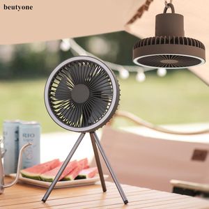 Fans BeutyOne Portable Fan USB -uppladdningsbar Mini Fan Outdoor Camping Takfläkt med LED -ljus 4000/10000mAh Desktop Fan