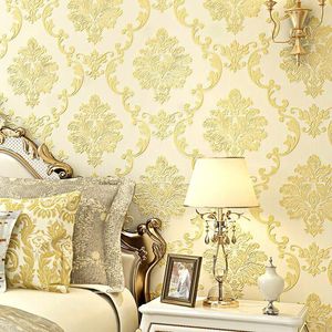 Duvar Kağıtları Yatak Odası Oturma Odası TV Arka Plan Walleurean Luxury 3d Şam Kabartmalı Duvar Kağıdı Dokunmayan