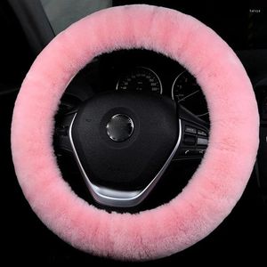 Coprivolante Coprivolante per auto universale morbido in peluche Coprivolante per auto in vera lana Inverno Caldo Nero Rosa Accessori interni per donna