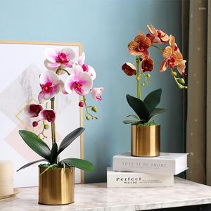 Decorative Flowers Orchid Artificial Real Touch Branch Pink Plants Small Bonsai For Pot Home Decor Vase Wedding Decoration