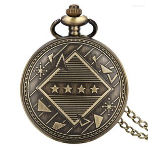 Orologi da taschino Orologio al quarzo dal design geometrico matematico antico Orologio con collana a forma di triangolo a pentagramma quadrato con catena FOB