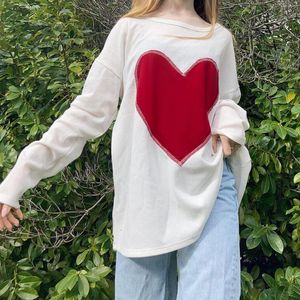 Женские футболки женская мода с длинным рукавом круглая рубашка День Святого Валентина Любовь Вышивка Творки Пуловер цифровой 3D -печать одежды