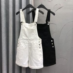 Women's Shorts White Denim Overalls For Women Girl Suspender Jumpsuit Pants Vacation Outfits Spring Summer Streetwear Y2k Clothing