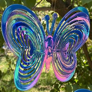 Garden Decorations Butterfly Wind Spinner Abs Catcher Love Rotating Chime Reflective Scarer Hanging Ornament Decoration Y0914 Drop D DHTC8
