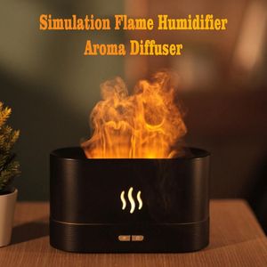 Appliances Simulation Flame Ultrasonic Humidifier USB Essential Oil Diffuser Home Office Air Freshener Soothe Sleep Flame Lamp Atomizer