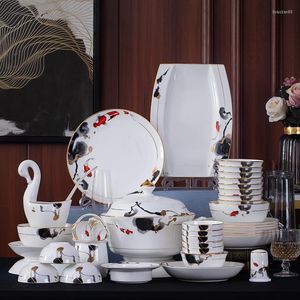 Zestawy naczyń stołowych Jingdezhen Ceramiczna miska i kombinacja dania domowa chińska phnom Penh Zestaw zastawy stołowej
