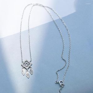 Anhänger Halsketten Traumfänger Koreanische Quadratische Einfache Frische Geburtstagsblätter Silber Farbe Schlüsselbein Kette Literarische Weibliche Halskette SNE342