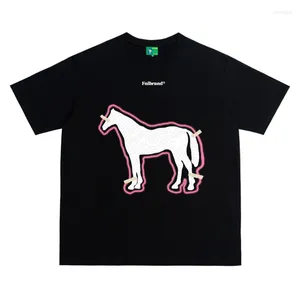 Erkek Tişörtleri Yaz Büyük Boy T-Shirt Erkekler Y2K At Baskı Kısa Kollu Harajuku Hip Hop Street Giyim Gotik Stil Erkek Gömlek Tee Top