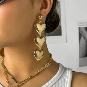 Dangle Earrings Punk Gold Silver Color Multilayer Big Love Heart Drop Snake Chain Pendant Necklace Bracelets For Women Gifts