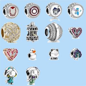 925 Серебряные бусины очарование подходит Pandora Charm Princess Mermaid Bead Love Heart Blue Burquoise Crysta