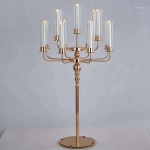 Candle Holders 5pcs)16 Arms Gold Candlestick Metal Holder With Acrylic Cup For Event Decor Yudao1274