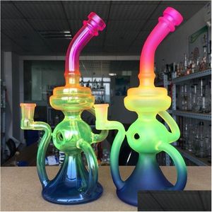 Rökande rör Rasta Glass Bong Recycler Dab Rig Oil Water Pipe 10 Inch Fab Egg Heady Bubbler With 14mm Bowl Drop Delivery Home Dhusr