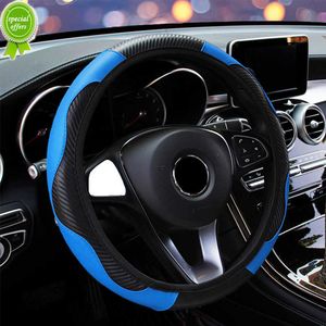 New Car Steering Wheel Cover Breathable Anti Slip PU Leather Steering Covers Suitable 37-38cm Auto Decoration Carbon Fiber accesory