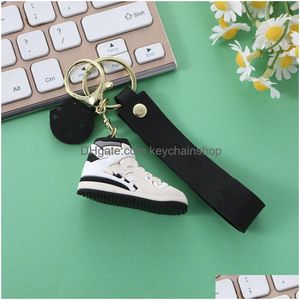 Nyckelringar Designer Mini Sile Sneaker Keychain Party Gift Men Women Kids Ring Shoes Keychains Handbag Chain Basketball Shoe Drop Deli Dhpik