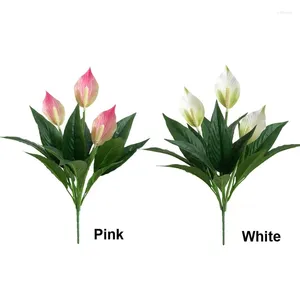 Decorative Flowers 47cm Artificial Anthurium Red Green Leaves Home Bedroom Living Room Balcony Decoration Fake Plants Flower Bonsai