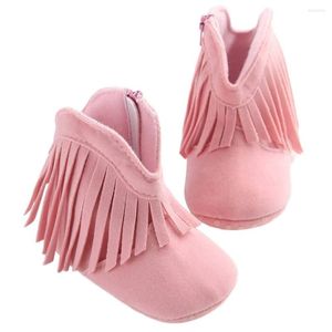 First Walkers Baby Girls Crib Shoes Solid Tassel Fringe Boots Prewalker Infant Warm Little