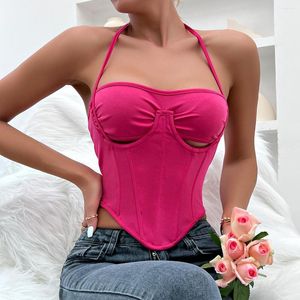 Women's Tanks Y2K Halter Cut Out Cropped Top Red Tube Corset Women 2023 Aesthetic Short Tank Sexy Club Party Summer Outfits Underwear