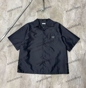 xinxinbuy Мужская дизайнерская футболка 23ss Metal Triangle Label с карманом из нейлона Milan устанавливает хлопок с коротким рукавом для женщин черный белый S-XL