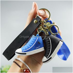 Keychains Lanyards Party Gift Fashion Trendy Sneaker Keychain Basketball Shoes Key Chain Ryggsäck Bildekoration PVC Material Birt DHFC6