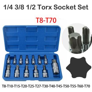 Contactdozen 13PCS Torx Impact Socket Key Set T8T70 Pneumatic Wrench Head Universal Torx Screwdriver Kit Star Hex Mechanical Workshop Tool