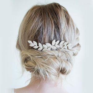 Haarspangen TREAZY Rose Gold Farbe Strass Kristall Braut Kämme Für Frauen Hochzeit Zubehör Große Blätter Braut Ornamente