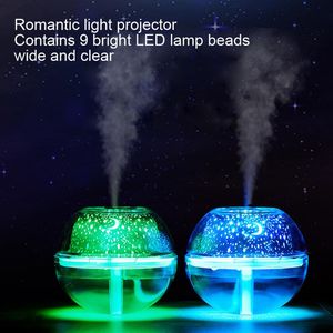 Elettrodomestici Colorato 500ml Umidificatore d'aria Luce USB Desktop Diffusore di aromi Lampada da notte ad ultrasuoni in cristallo Proiettore Mist Maker LED per la casa