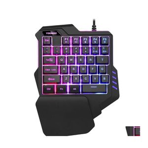 Teclados conectados a teclado de mão única Teclado USB Professional Desktop LED LitLle Lits Left Ergonomic com WIRST para Games311p Drop Delive DHFGL