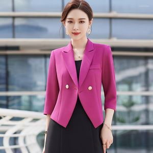 Women's Suits Ladies Office Work Wear Blazers Jackets Coat Half Sleeve Spring Summer Formal Female OL Styles Tops Blaser Clothes S-4XL