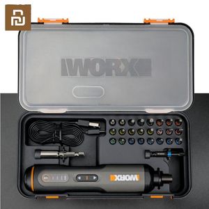 Tillbehör Ny YouPin Worx 4V Mini Electrical Screwdriver Set WX240 Sladdlös elektrisk skruvmejsel USB -laddningsbart handtag 26 bitars borrborr