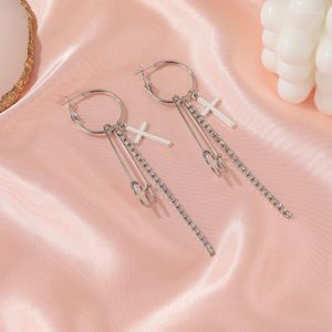 Hoopörhängen Origin Summer Unique Design Cross Paper Clip Long Tassel Earings For Women Exquisite Circle Jewelry Wholesale