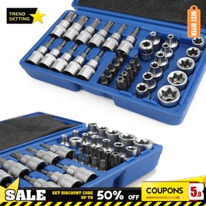 KONTAKTDOZEN 10/34 PCS Högkvalitativ krom Vanadium Steel Pressure Sleeve Group Wrench Sockets Mekaniska biltjänstverktygstillbehör