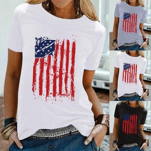 Kadın Tişörtleri Kadın Baskılı Top Bağımsızlık Günü Gömlek Günlük Kısa Kollu Yuvarlak Boyun Gevşek Süper Rahat Yüksek Kaliteli Tişörtler Stok