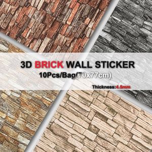 Wall Stickers 10pcs 3D Brick DIY Decor Self-Adhesive Waterproof Wallpaper Thick 5mm For Kids Room Bedroom Sticker Bricks