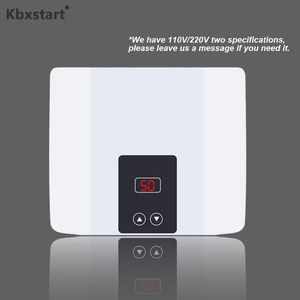 Heaters 5500W Electric Tankless Water Heater for Hot Water Heating Kitchen Bathroom Shower Wall or Floor Mounted Can Adjust Temperature