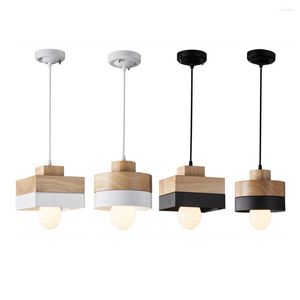 Pendant Lamps 1 Pieces Modern Light Wood Lamp E27 Socket Hanging Restaurant Bar And Living Room Bedroom Lighting
