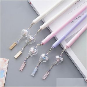 Gel Pens 12Pcs/Lot Personality Ribbon Neutral Pen Korean Lovely 0.5Mm Black Fountain Stationery Drop Delivery Office School Business Dhsmn