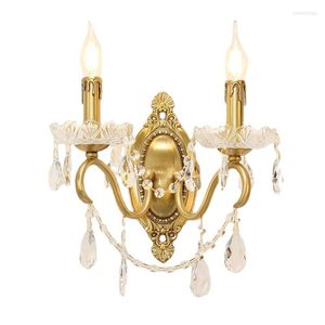 Wall Lamps Retro Copper Lamp Luxury Crystal Sconce Living Room Decoration Candle Indoor Lighting Gift Lampara