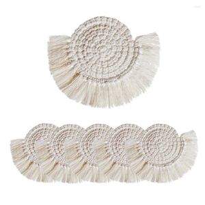 Tapetes de mesa 6 conjunto Macrames Coasters Placemat para tomar chá de chá Bohemian Dening Kitchen Acessórios de cozinha decoração