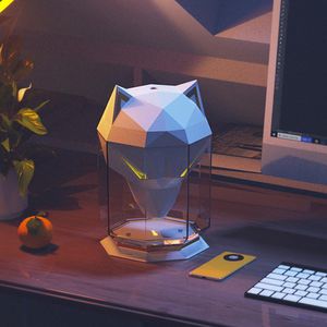 Eletrodomésticos 2022 NOVO Wolf Head Umidificador 650ml USB Aromaterapia Umidificadores Difusores com Cor Wolf Eye Night Light Air Humidificador