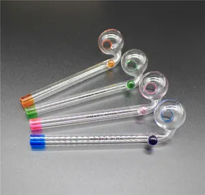 wholesale Spray color Glass Oil Burner Water Pipe Mini Colorful Glass Hand Pipes Pyrex Oil Burner Handle Pyrex Hay oil bowl oil pipe holland glass pipe