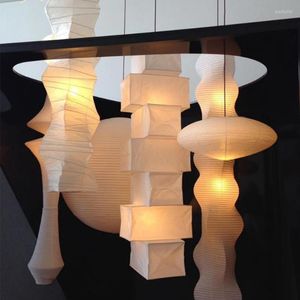 Kolye lambaları Janpanese Akari Pirinç Kağıt Lamba Modern Noguchi Yong Oturma Odası Yatak Odası Köşe Tasarımcı Işık