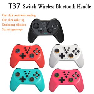 T37 dla przełącznika OLED Pro Game bezprzewodowy kontroler Bluetooth Gamepad uchwyt chwytak przebudzony żyroskopi podwójny silnik wibracje sześć osi z pakietem pudełka detalicznego