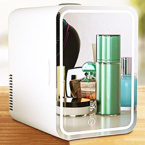 Kylskåp 8L HomeCar Dual Use Portable Kylskåp Minikyl för kosmetisk skönhet Skinvård med LED -ljus spegelförvaringskylare varmare