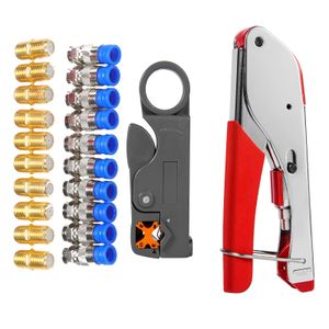 Tang Koaxialkabel Crimping Tool Set Squeezing Pinzettendrahtstripper für RG6 Koaxialkabel Crimper mit Kompressionssteckern