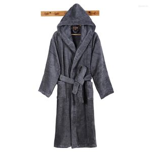 Men's Sleepwear High Qulity Women Bathrobe Cotton Spring Long Sleeve Ladies Dressing Gown Solid Hooded Kimono Wiht Sashes Female